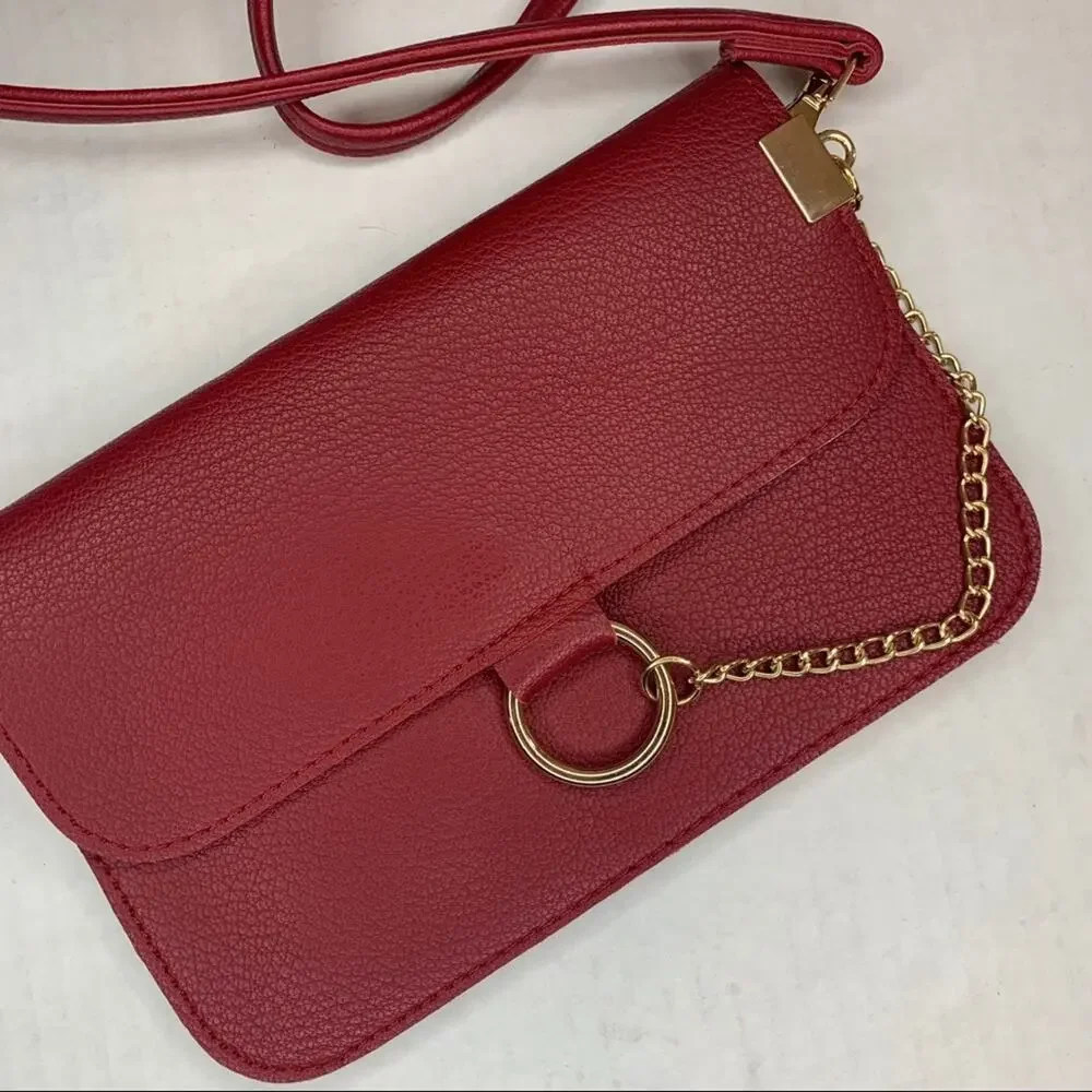 Isabelle Wine Vegan Leather Crossbody Wallet